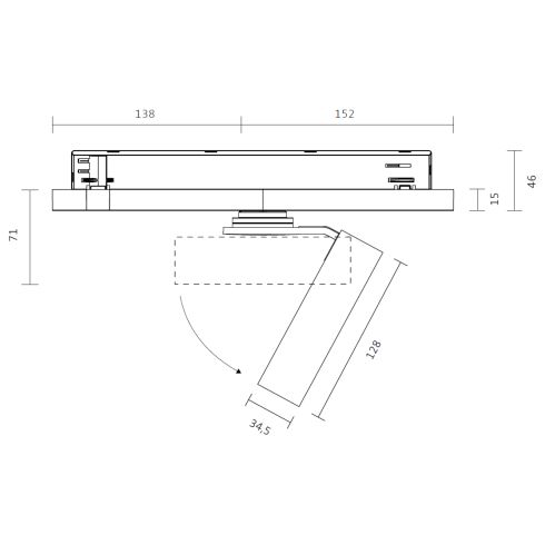 Q Four TT Track 40° 2700K schwarz Strahler für 3-Ph.-Stromschienen-Systeme