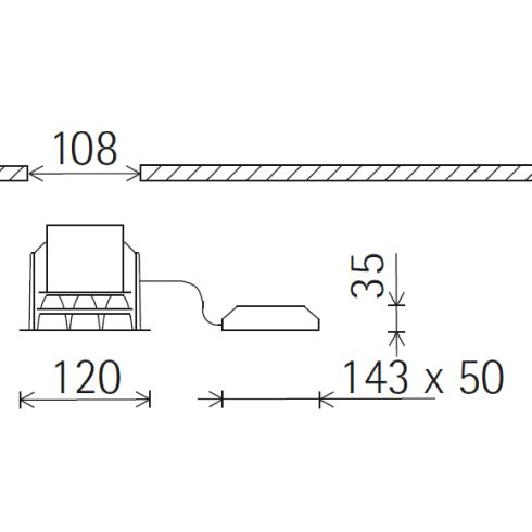 68555.000 COMPAR LINEAR wide flood Downlight mit schwarzem Abblendraster