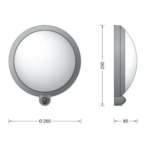 24176AK4 LED-Wandleuchte mit PIR-Sensor, silber