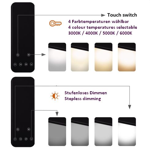 LED-Tischleuchte, schwarz mit Fußplatte