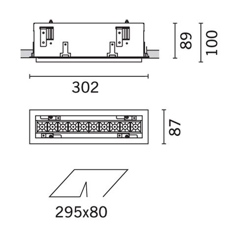 Laser Blade Adjustable - 10 LED-Deckeneinbauleuchte, grau-schwarz