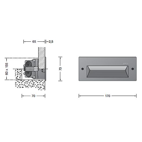 33053K3 LED-Wandeinbauleuchte, grafit