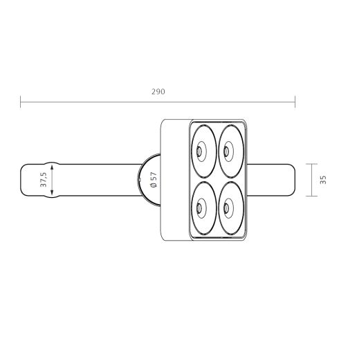 Q Four TT Track 80° 4000K schwarz Strahler für 3-Ph.-Stromschienen-Systeme