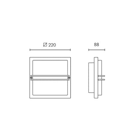 ZEN SQUARE 220 grau LED-Wand-/ Deckenleuchte