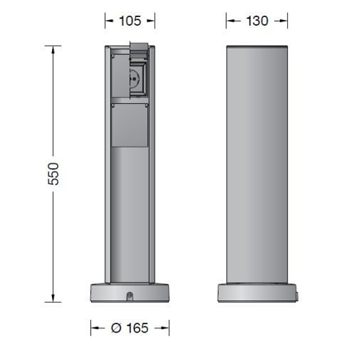 Anschlusssäule 71229 mit 3 Schutzkontaktsteckdosen + 1 Schalter