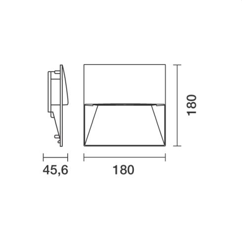 Walky Square 180 LED-Wandeinbauleuchte, weiß