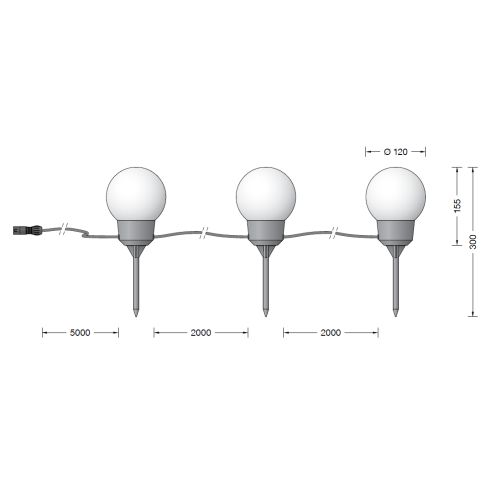 24376K3 - BEGA Plug & Play 48V 3 x ortsveränderliche Gartenleuchte, grafit