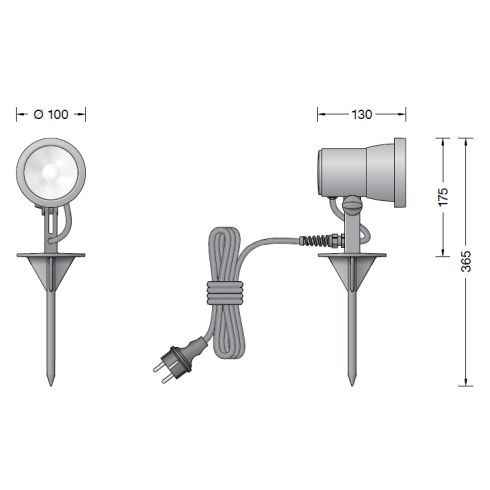 85282K3 LED-Scheinwerfer mit Erdspieß, grafit