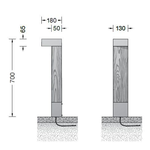 84498AK3 - Accoya®- Holz LED-Garten- und Wegeleuchte, silber