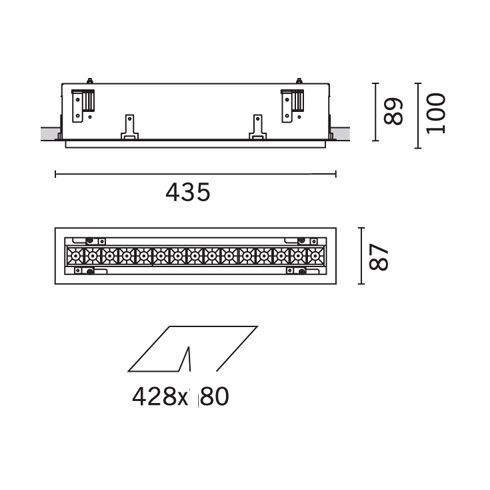 Laser Blade Adjustable - 15 LED-Deckeneinbauleuchte, grau-schwarz