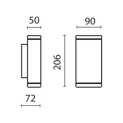 PLAN VERTICAL 90 grau LED-Wandanbauleuchte