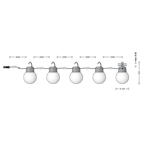 24380K3 - BEGA Plug & Play 48V 5 x ortsveränderliche Gartenleuchte, grafit