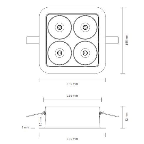 Q Four IN 40° 3000K Deckeneinbauleuchte · Downlight, schwarz