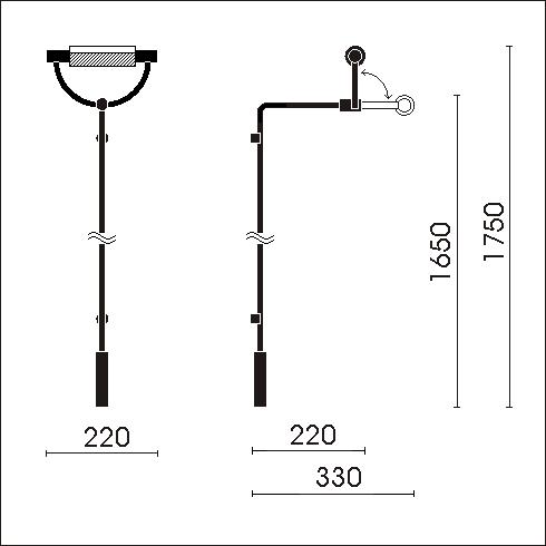 Gradi parete con stelo retinato Wandleuchte, chrom