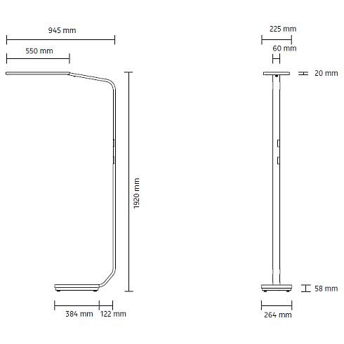 Force One POWER silber matt LED-Stehleuchte 3000K