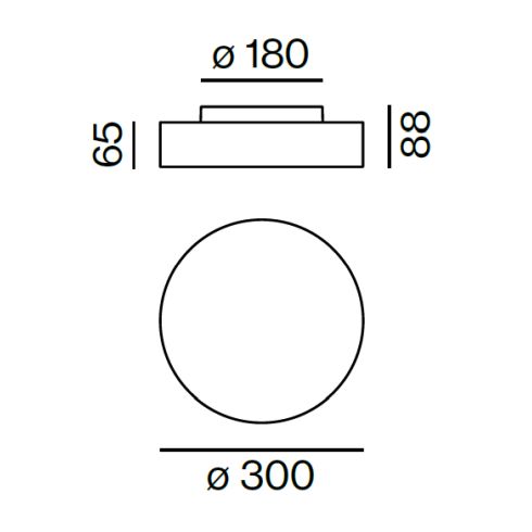 VELA 300 SURFACE D Deckenanbauleuchte, weiß