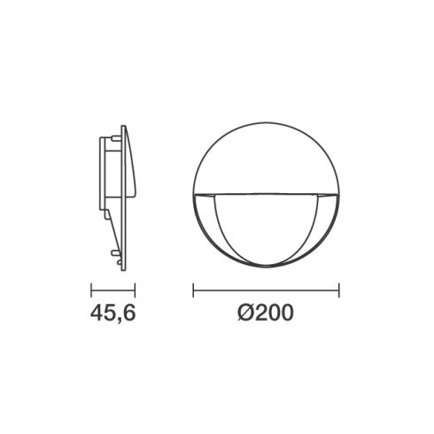 Walky Round 200 LED-Wandeinbauleuchte, grau