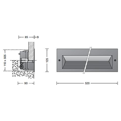 33060AK3 Wandeinbauleuchte, silber