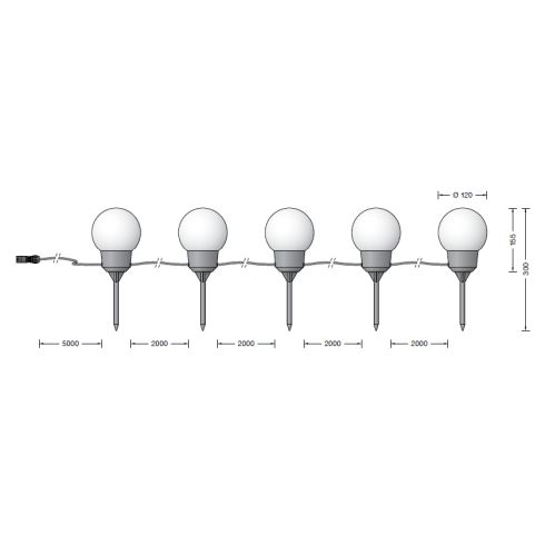 24379K3 - BEGA Plug & Play 48V 5 x ortsveränderliche Gartenleuchte, grafit