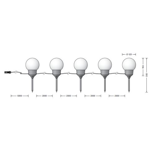 24379K3 - BEGA Plug & Play 48V 5 x ortsveränderliche Gartenleuchte, grafit