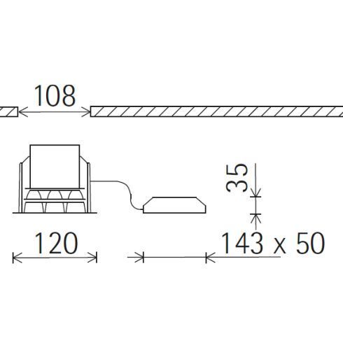 86525.000 COMPAR LINEAR oval flood Downlight mit schwarzem Abblendraster