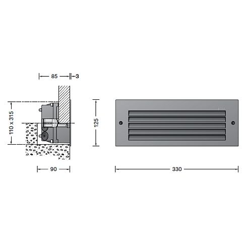 33050K3 LED-Wandeinbauleuchte, grafit