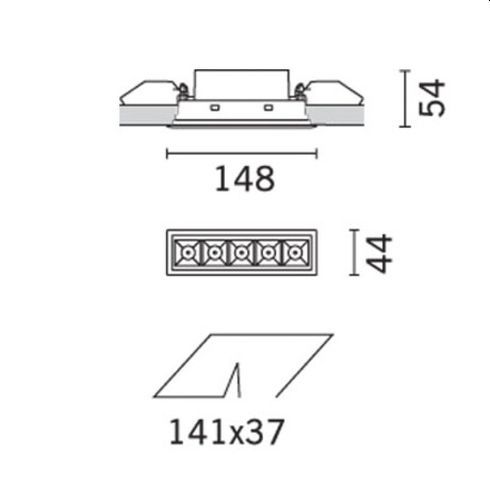 Laser Blade Frame General 2700K - 5 Zellen LED-Deckeneinbauleuchte, weiß