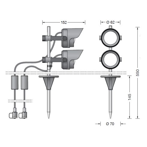 85105K3 - BEGA UniLink® Play 48V Ortsveränderlicher Gartenscheinwerfer, grafit