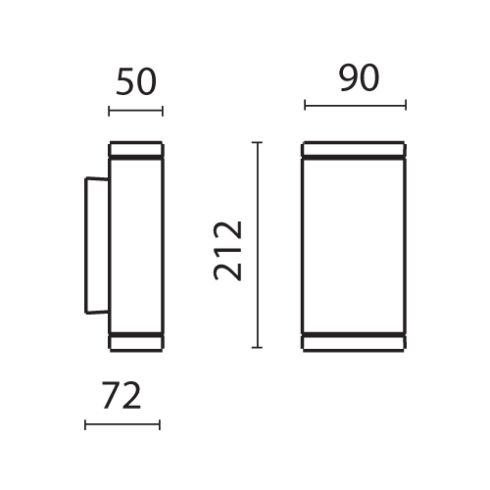 PLAN VERTICAL 90 grau LED-Wandanbauleuchte