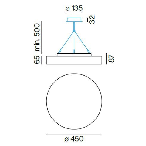 VELA 450 SUSPENDED D Pendelleuchte, grau