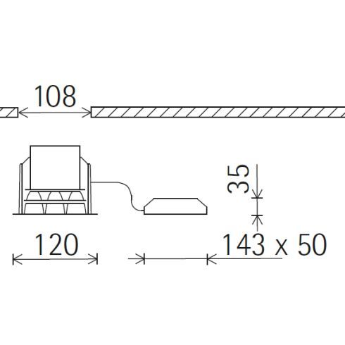 68556.000 COMPAR LINEAR oval flood Downlight mit schwarzem Abblendraster