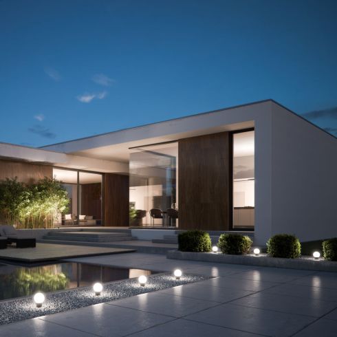 24376K3 - BEGA Plug & Play 48V 3 x ortsveränderliche Gartenleuchte, grafit