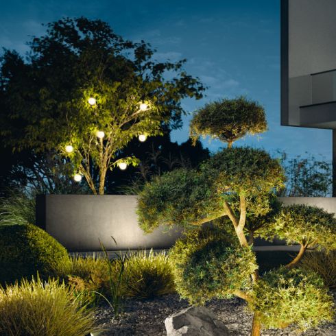 24377K3 - BEGA Plug & Play 48V 3 x ortsveränderliche Gartenleuchte, grafit